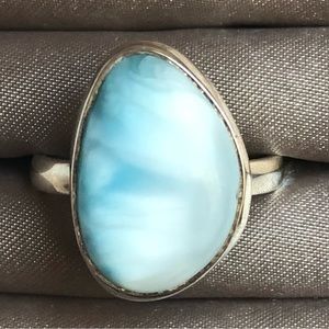 Larimar Silver and Blue Stone Calming Energy Ring